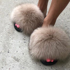 Women's Fluffy Faux Fur Slippers Soft Plush Slide