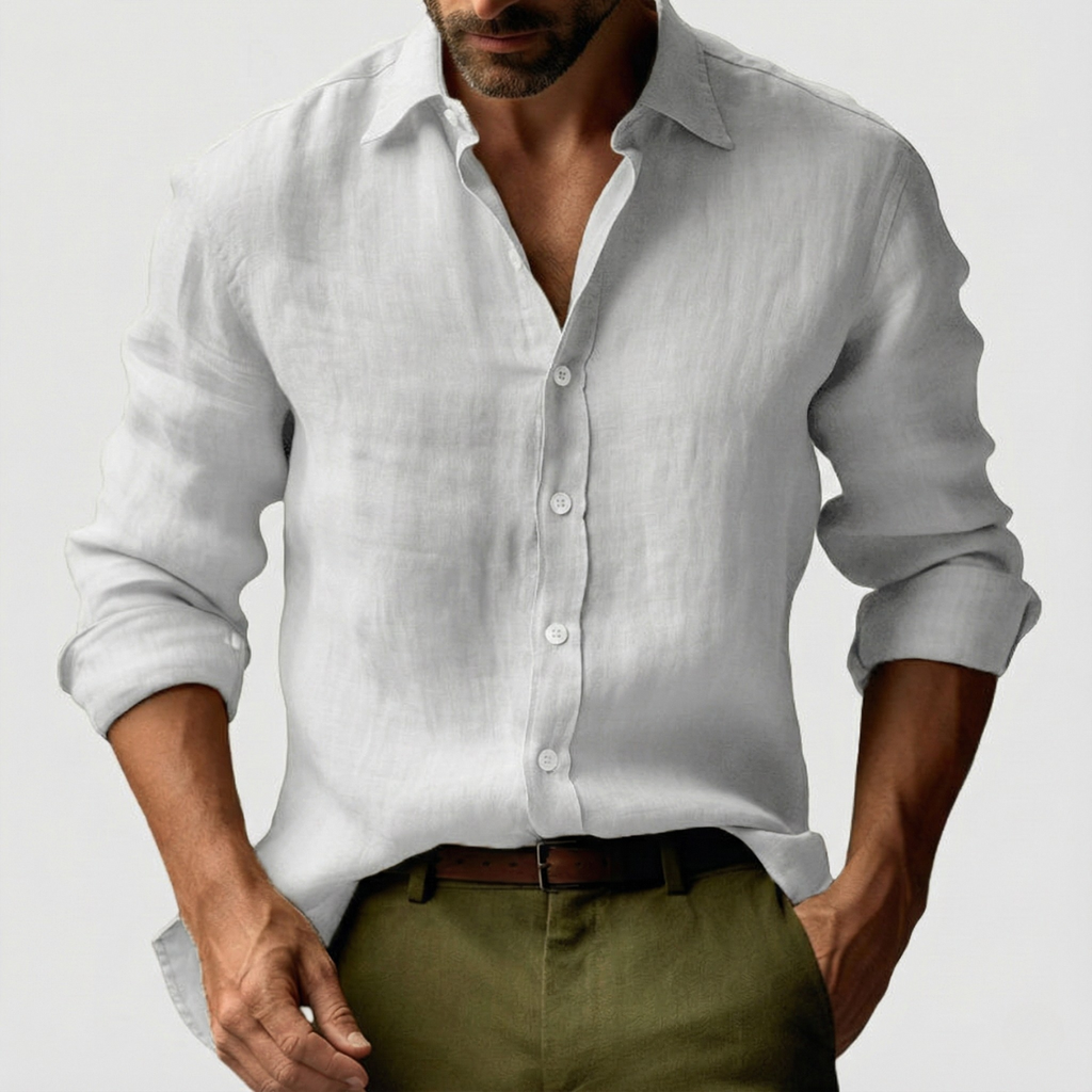 Men's Vintage Inspired Long Sleeve Shirt Relaxed Button Up