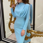 Women's Maxi Dress Sculpted Bodycon High Neck Long