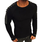 Men's Slim Knit Sweater with Printed Raglan Sleeves
