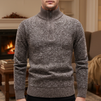 Men's Textured Half Zip Sweater with High Collar