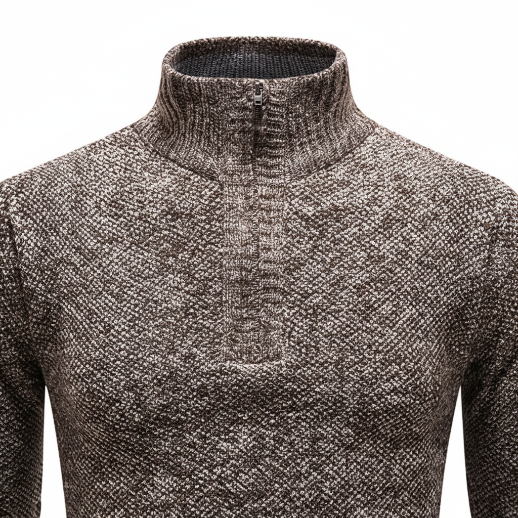Men's Textured Half Zip Sweater with High Collar