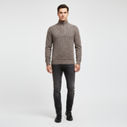 Men's Textured Half Zip Sweater with High Collar