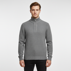 Men's Textured Half Zip Sweater with High Collar