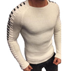 Men's Slim Knit Sweater with Printed Raglan Sleeves