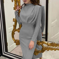 Women's Maxi Dress Sculpted Bodycon High Neck Long