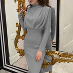 Women's Maxi Dress Sculpted Bodycon High Neck Long