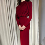 Women's Maxi Dress Sculpted Bodycon High Neck Long