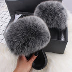 Women's Fluffy Faux Fur Slippers Soft Plush Slide
