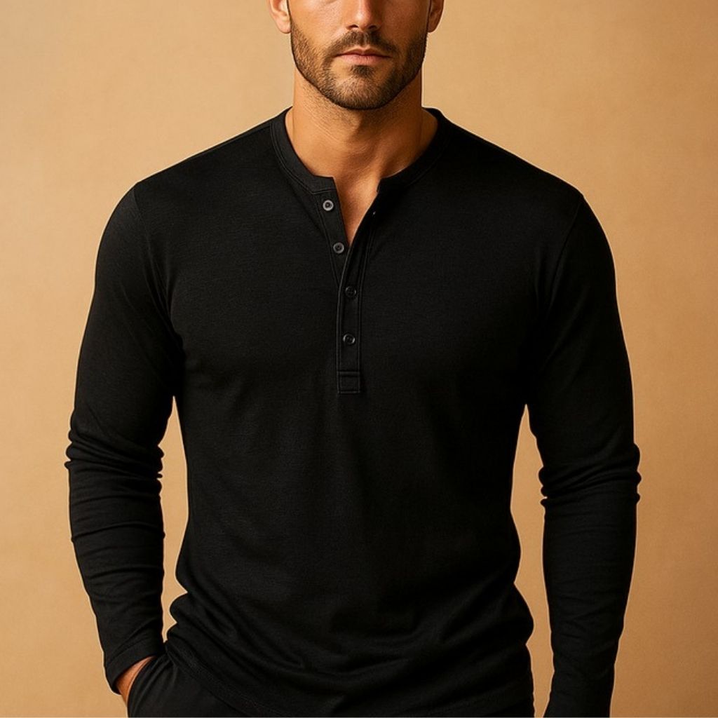 Men's Slim Fit Long Sleeve Henley Casual Shirt