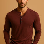 Men's Slim Fit Long Sleeve Henley Casual Shirt