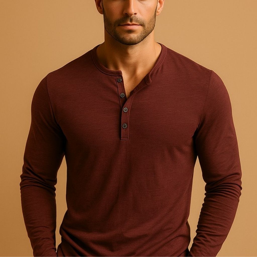 Men's Slim Fit Long Sleeve Henley Casual Shirt