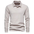 Men's Long Sleeve Knit Polo Shirt Refined Open Collar