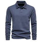 Men's Long Sleeve Knit Polo Shirt Refined Open Collar
