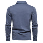 Men's Long Sleeve Knit Polo Shirt Refined Open Collar