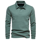 Men's Long Sleeve Knit Polo Shirt Refined Open Collar