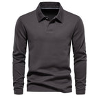 Men's Long Sleeve Knit Polo Shirt Refined Open Collar
