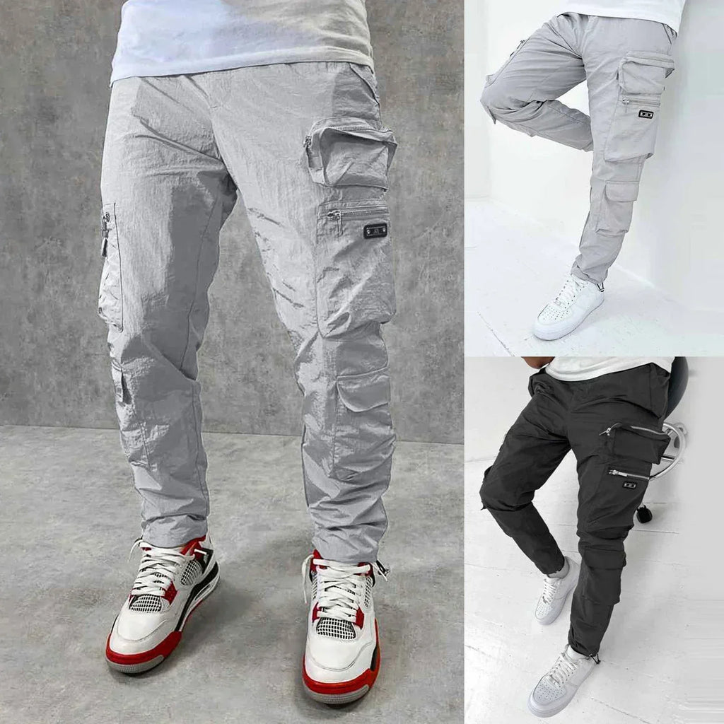 Men's Cargo Pocket Trousers Durable Utility Pants Comfortable Outdoor