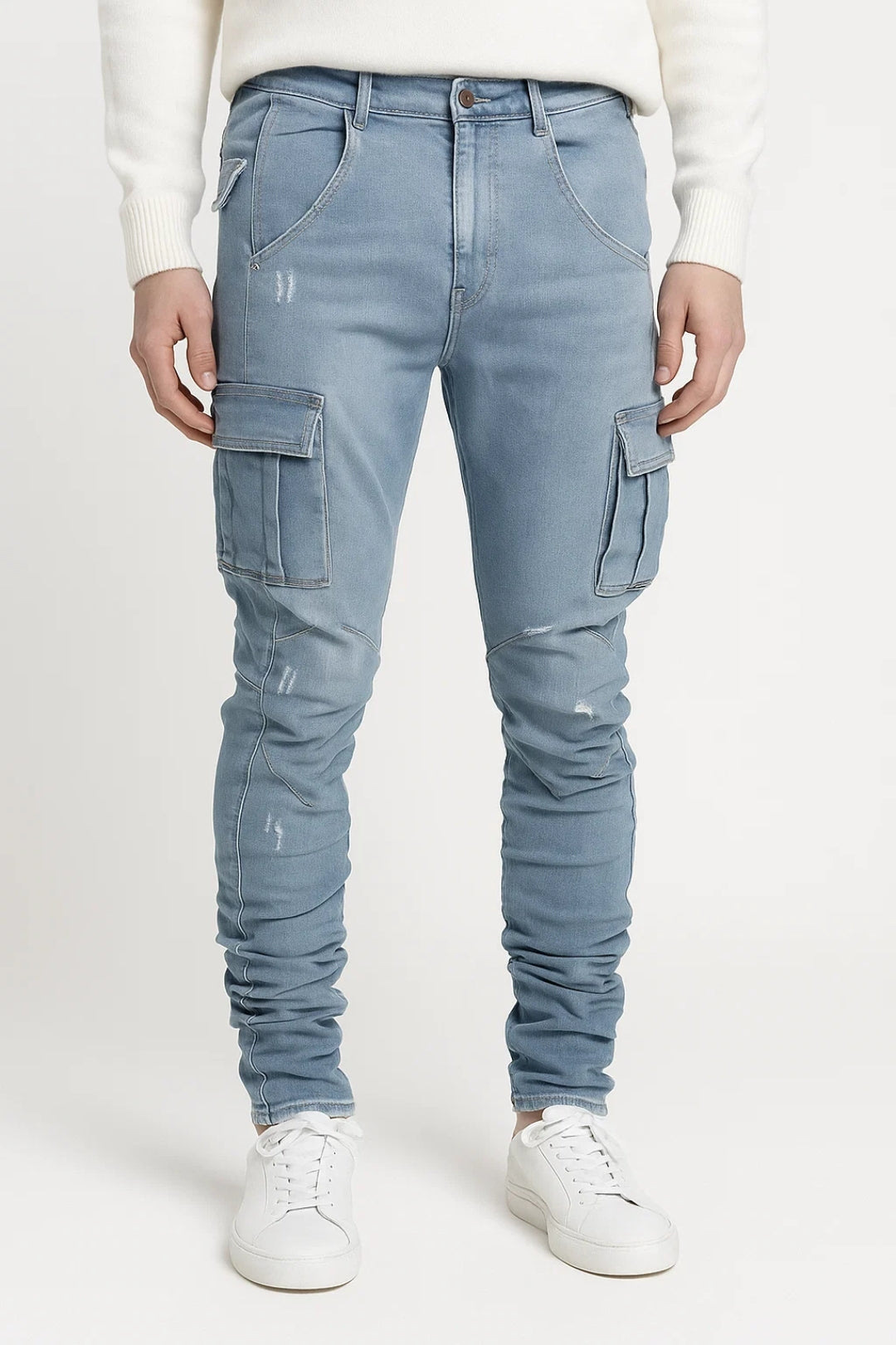 Men's Tapered Cargo Jeans Utility Pocket Street Fit