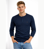 Men's Henley Shirt Long Sleeve Button Neck Casual Top