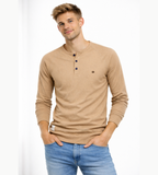 Men's Henley Shirt Long Sleeve Button Neck Casual Top