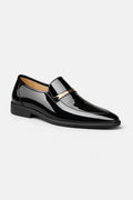 Men's Patent Loafers with Sleek Metal Bar Detail