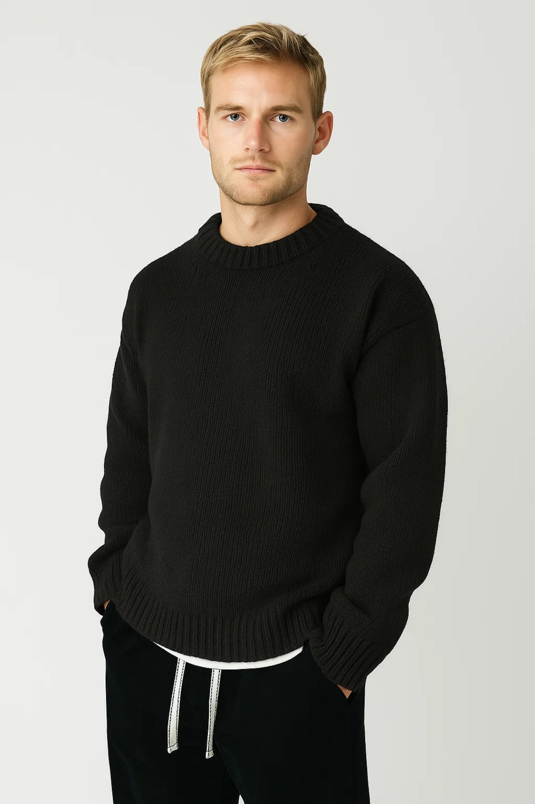 Men's Oversized Knitted Sweater Casual Crew Neck Comfortable Everyday
