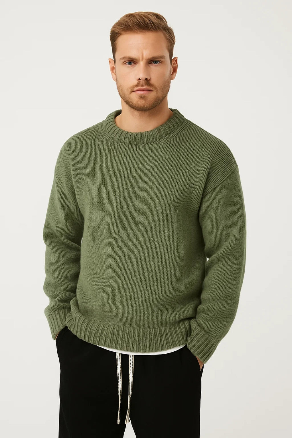 Men's Oversized Knitted Sweater Casual Crew Neck Comfortable Everyday