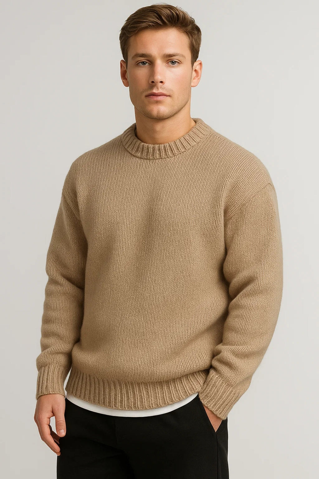 Men's Oversized Knitted Sweater Casual Crew Neck Comfortable Everyday