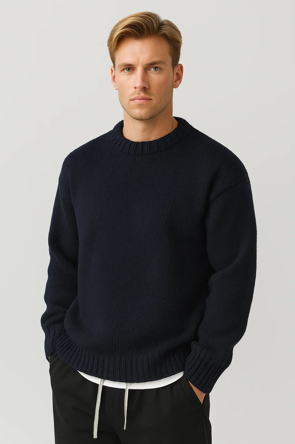 Men's Oversized Knitted Sweater Casual Crew Neck Comfortable Everyday