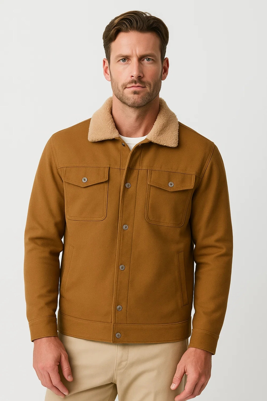 Men's Summer Jacket with Sherpa Collar Comfortable Casual Trucker
