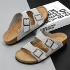 Men's Sandals Double Buckle Cork Footbed Casual Summer Slides