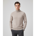 Men's Fine Gauge Turtleneck Sweater with Ribbed Finishes