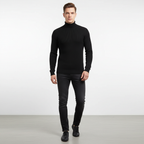 Men's Fine Gauge Turtleneck Sweater with Ribbed Finishes