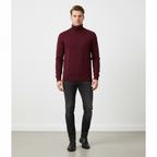 Men's Fine Gauge Turtleneck Sweater with Ribbed Finishes