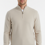 Men's Fine Knit Quarter Zip Sweater with Ribbed Collar