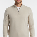 Men's Fine Knit Quarter Zip Sweater with Ribbed Collar