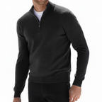 Men's Fine Knit Quarter Zip Sweater with Ribbed Collar