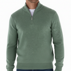 Men's Fine Knit Quarter Zip Sweater with Ribbed Collar