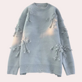 Men's Oversized Printed Sweater with Ribbed Crew Neck