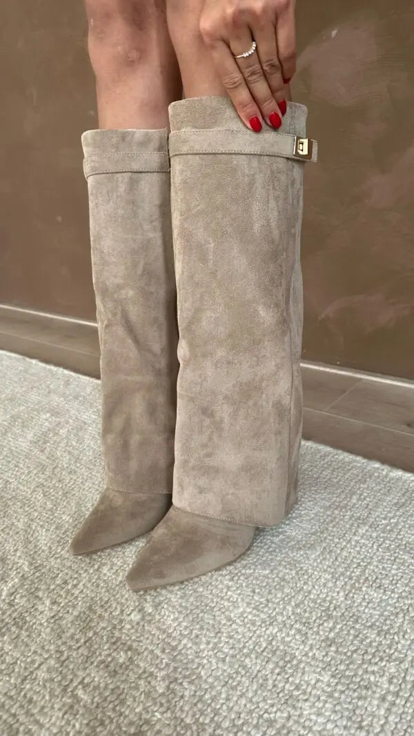 Women's Sleek Tall Leather Boots with Elegant Heel