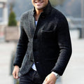 Men's Structured Knit Cardigan Jacket Warm Button Front Layer