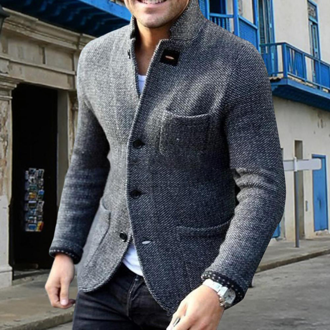 Men's Structured Knit Cardigan Jacket Warm Button Front Layer