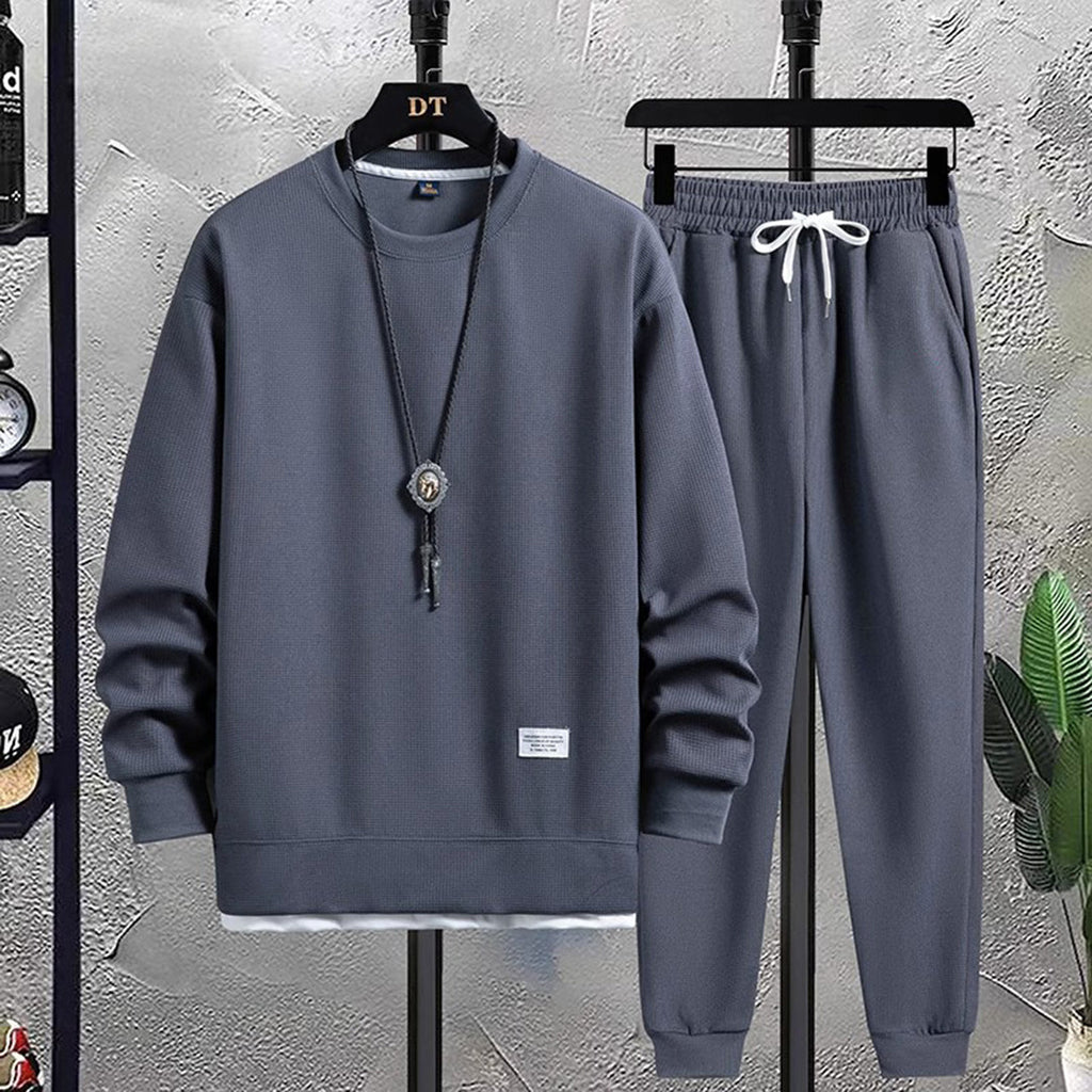 Men's Crew Neck Tracksuit Set Relaxed Sweatshirt and Joggers