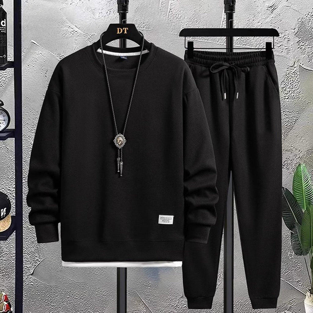 Men's Crew Neck Tracksuit Set Relaxed Sweatshirt and Joggers