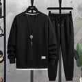 Men's Crew Neck Tracksuit Set Relaxed Sweatshirt and Joggers