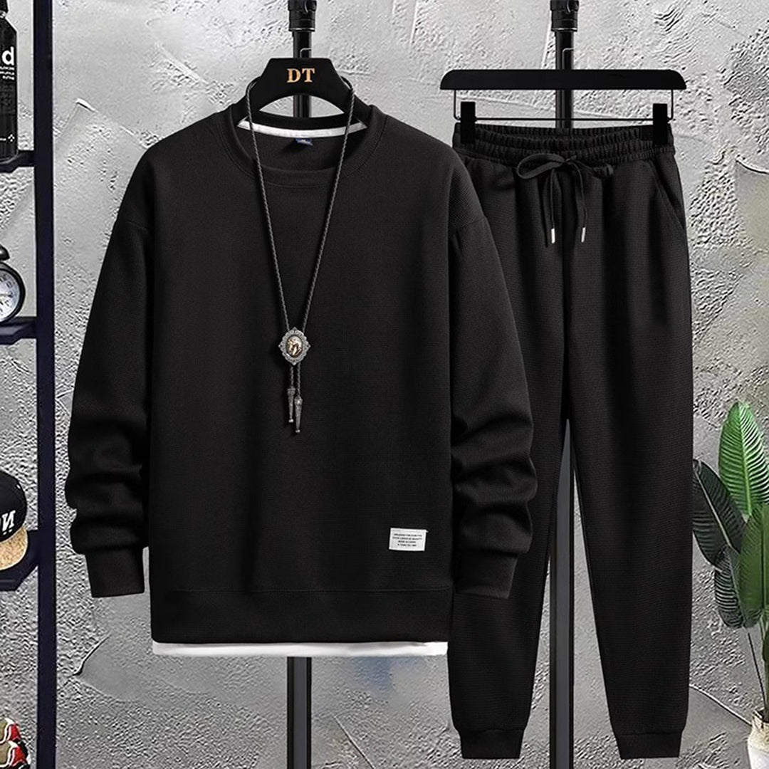 Men's Crew Neck Tracksuit Set Relaxed Sweatshirt and Joggers