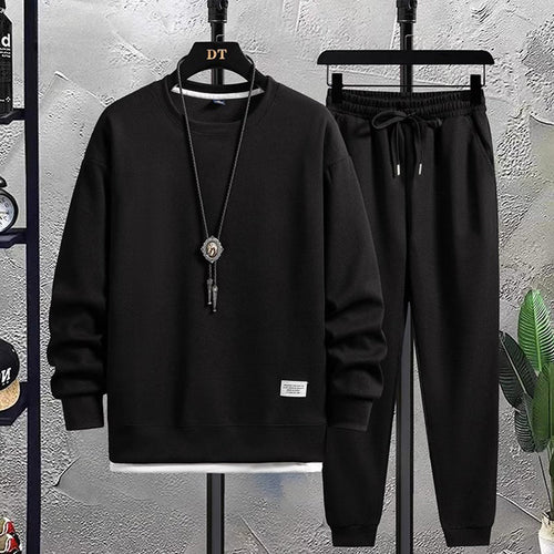 Men's Crew Neck Tracksuit Set Relaxed Sweatshirt and Joggers