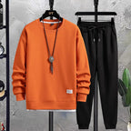 Men's Crew Neck Tracksuit Set Relaxed Sweatshirt and Joggers