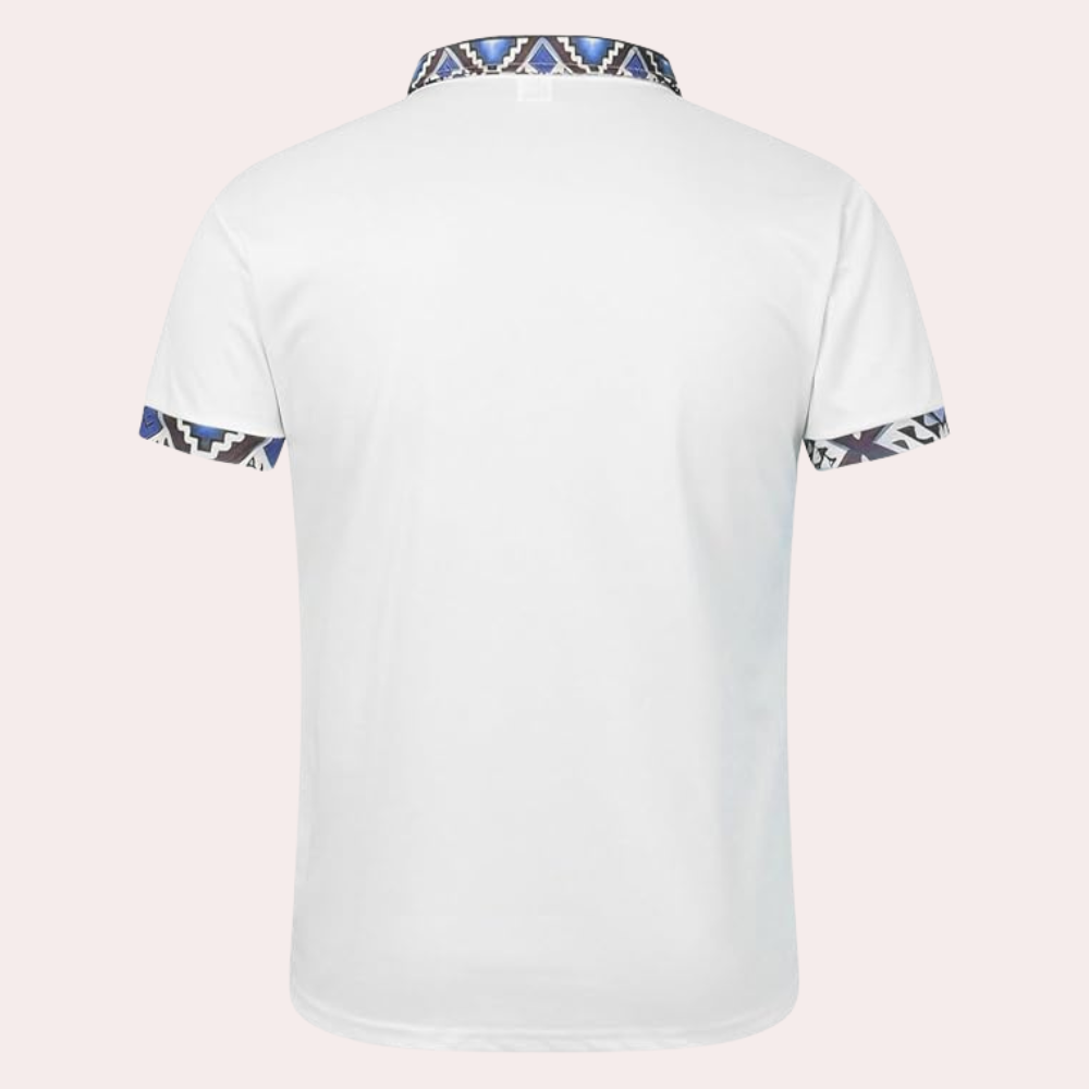 Men's Embroidered Polo Shirt Pattern Detail Slim Fit Casual